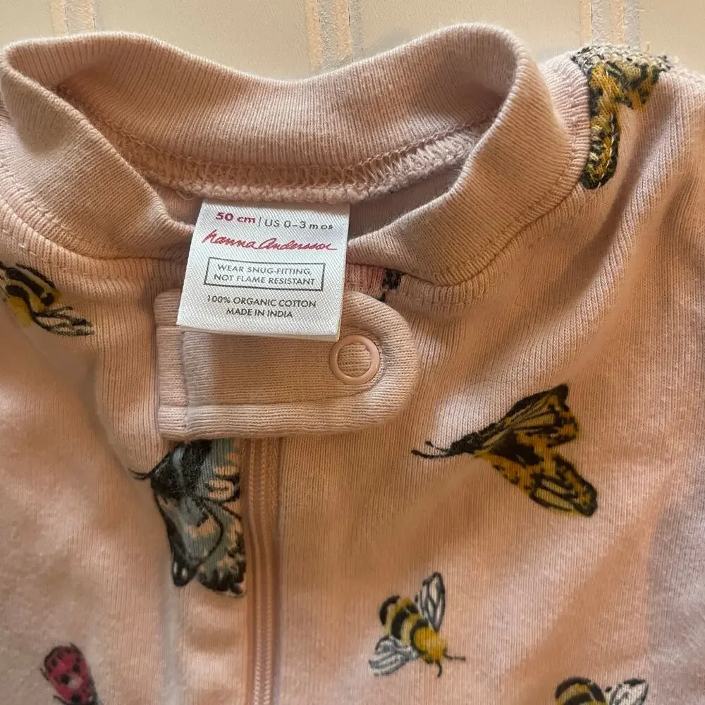 Hanna Andersson Butterfly Sleeper Pajamas‎ Size Baby Girls 0/3 Months
